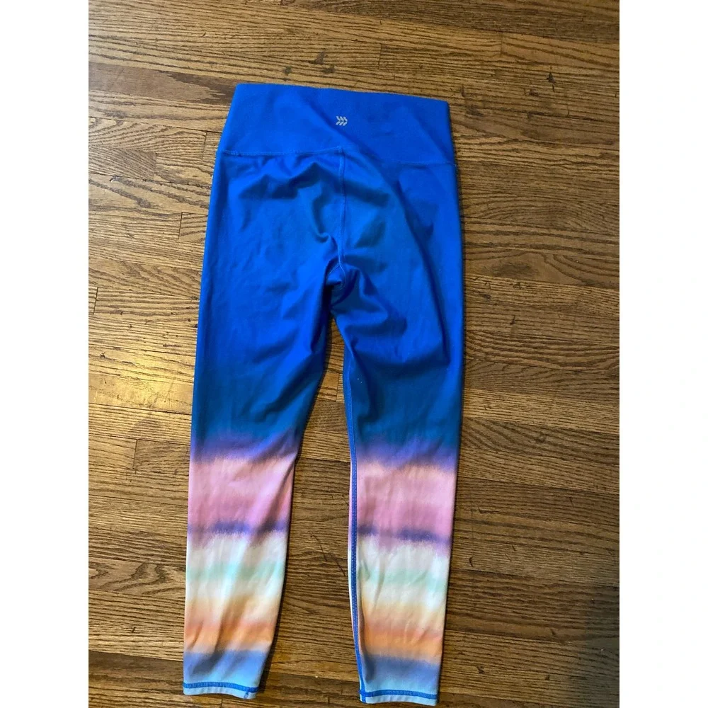 All In Motion Girls Blue Ombre Sunset Striped Leggings‎ Size L 10/12 Activewear